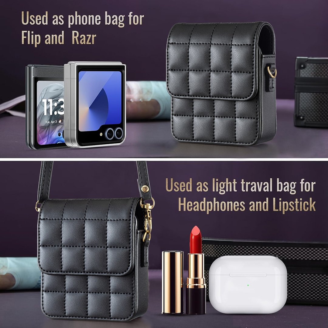 high quality Universal PU leather women wallet Leather Case For Samsung Galaxy Z Flip 6 5 4 3 with Pouch Lanyard Strap