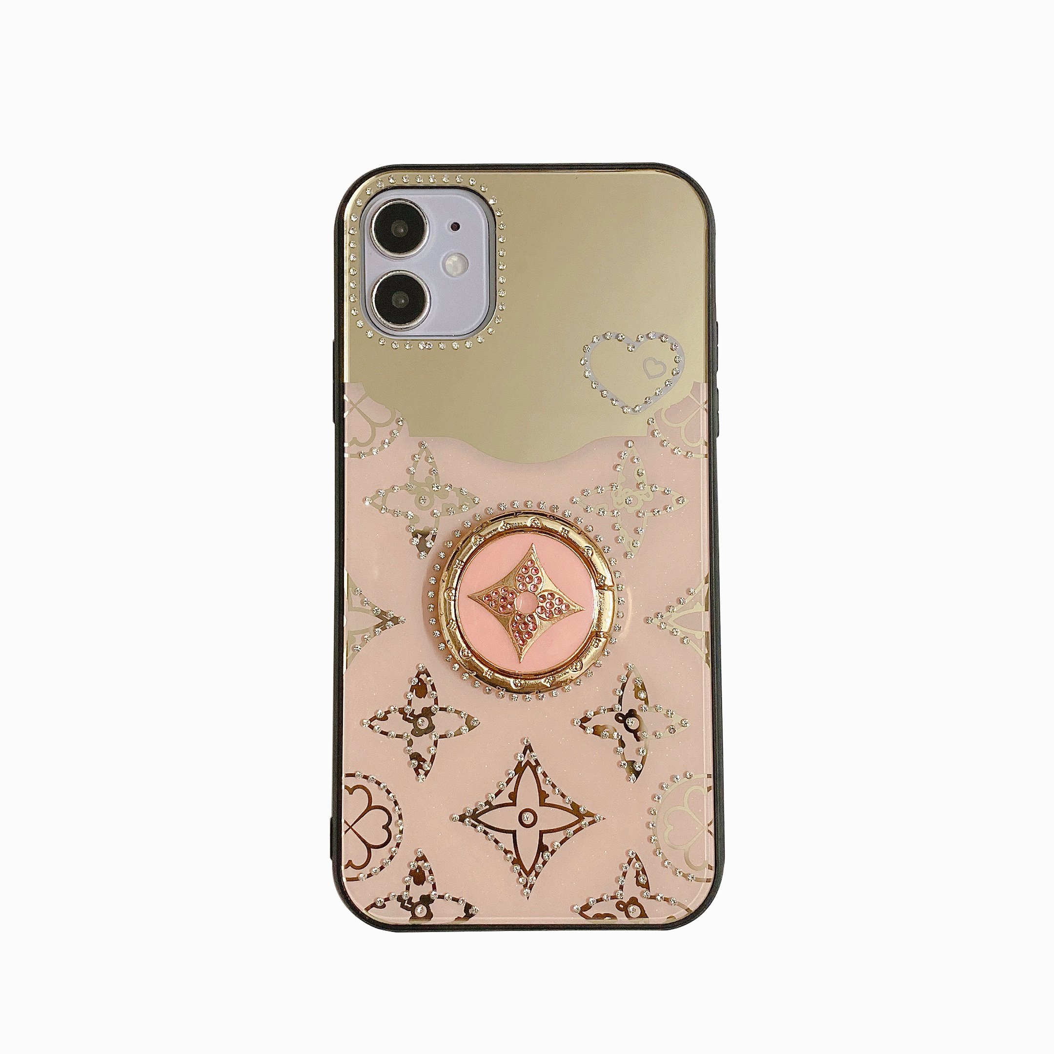 wholesale ring holder case for iphone set with diamonds for iphone 16 15 case wrist strap lady makeup mirror for iphone case