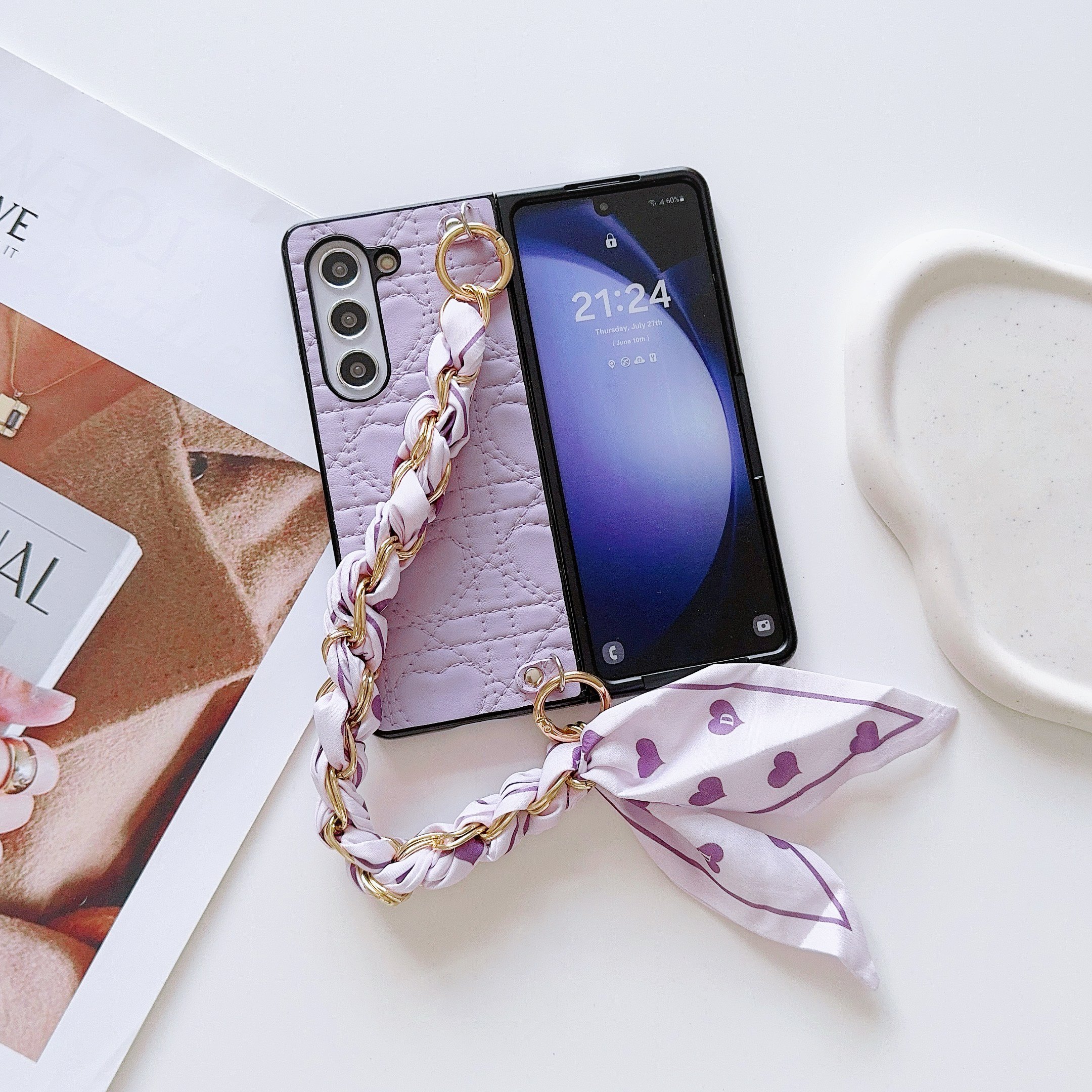 2024 New High-end Fashion Leather Phone Case with Bracelet for Samsung Galaxy Z Fold 6 5 4 3 vivo XFold Magic Xiaomi Fold 2 3