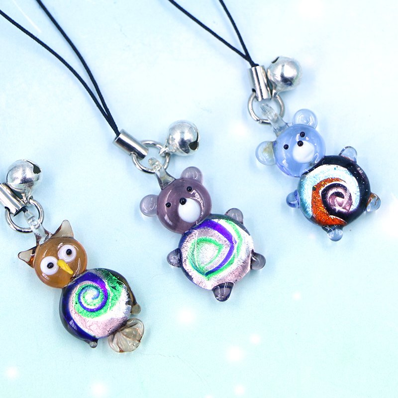 Customizable Murano Glass Bear Pendant Strap Fashionable Mobile Phone Strap for Cell Phones