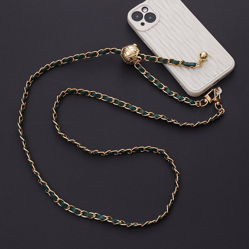 Luxury designer Leather Adjustable Long Phone Straps Crossbody Phone metal Chain Phone Accessories Jewelry Accessories For Girls
