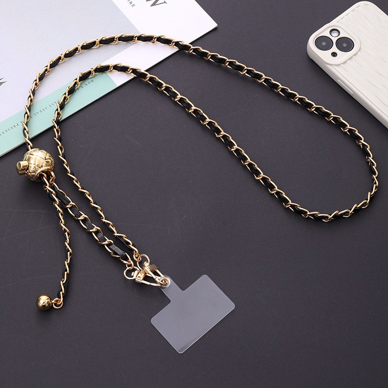 Luxury designer Leather Adjustable Long Phone Straps Crossbody Phone metal Chain Phone Accessories Jewelry Accessories For Girls