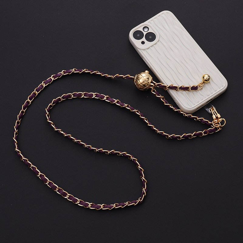 Luxury designer Leather Adjustable Long Phone Straps Crossbody Phone metal Chain Phone Accessories Jewelry Accessories For Girls