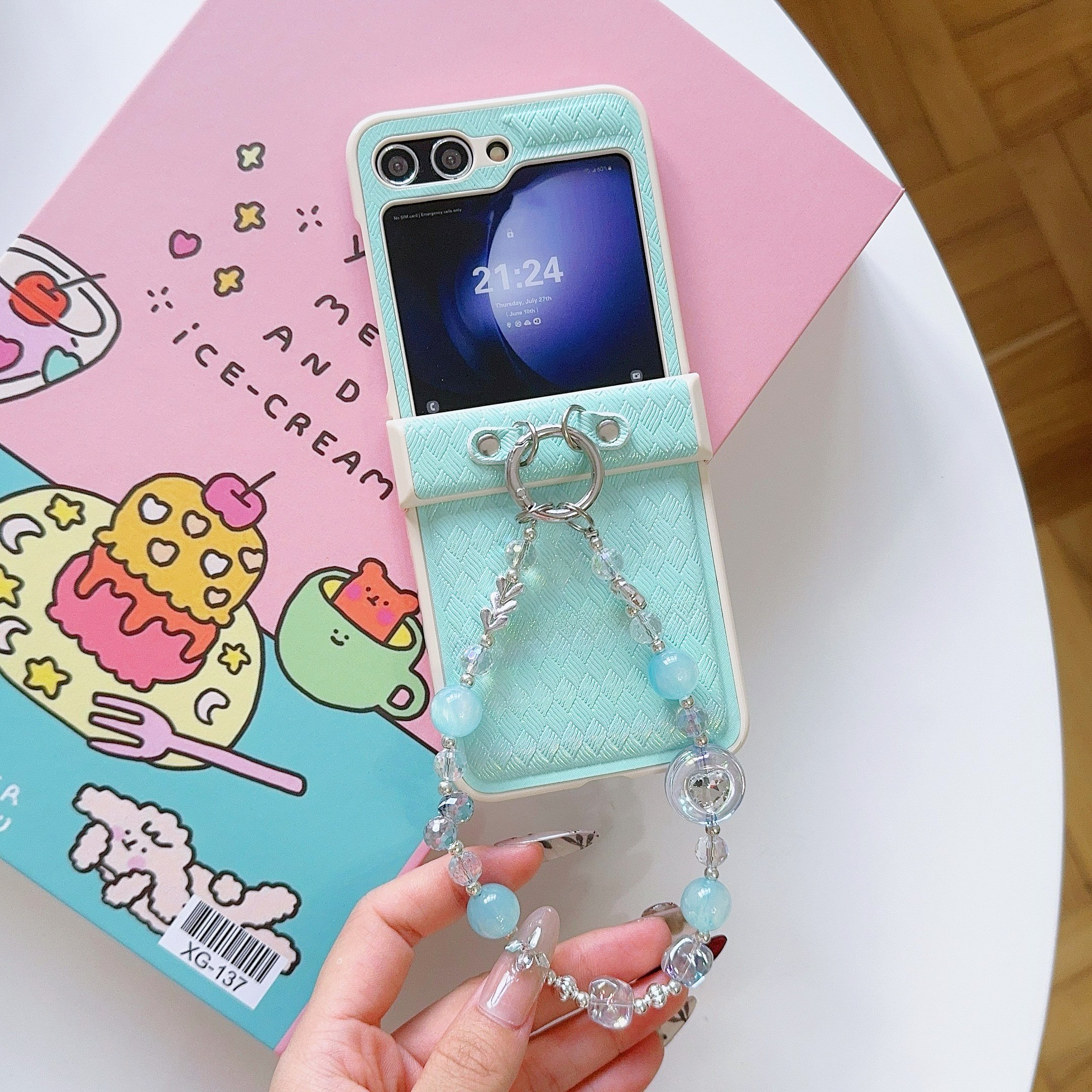 2024 3D Laser Lattice Mobile Phone Cases With Phone Strap for Samsung Galaxy Z FLIP 6 5 4 3 vivo XFLIP