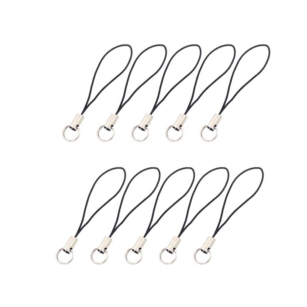 China Factory Produce Black Fashion Design Mobile Phone Charm Cellphone Strap for Gifts Keychain Holder