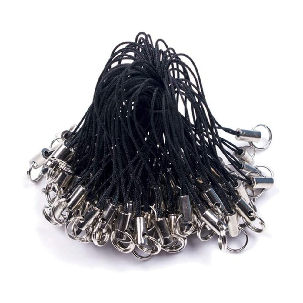 China Factory Produce Black Fashion Design Mobile Phone Charm Cellphone Strap for Gifts Keychain Holder