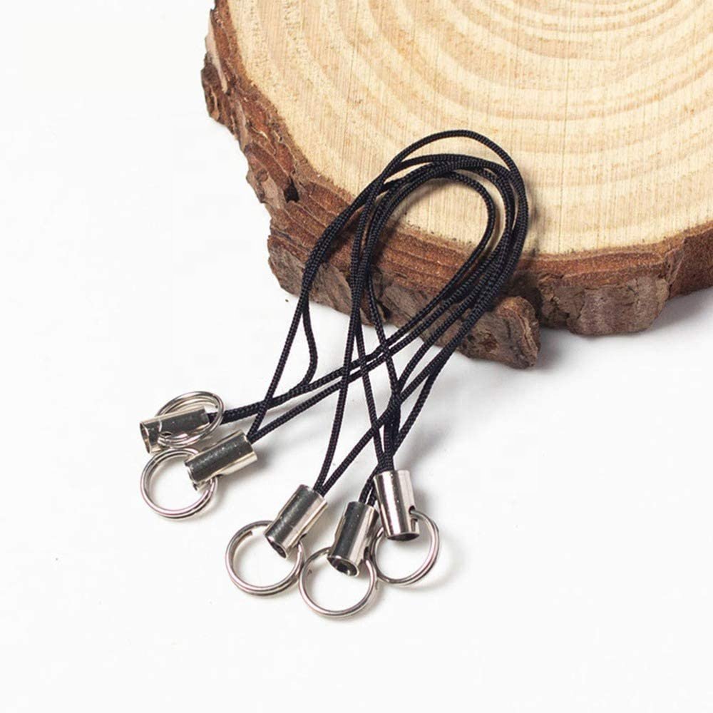 China Factory Produce Black Fashion Design Mobile Phone Charm Cellphone Strap for Gifts Keychain Holder