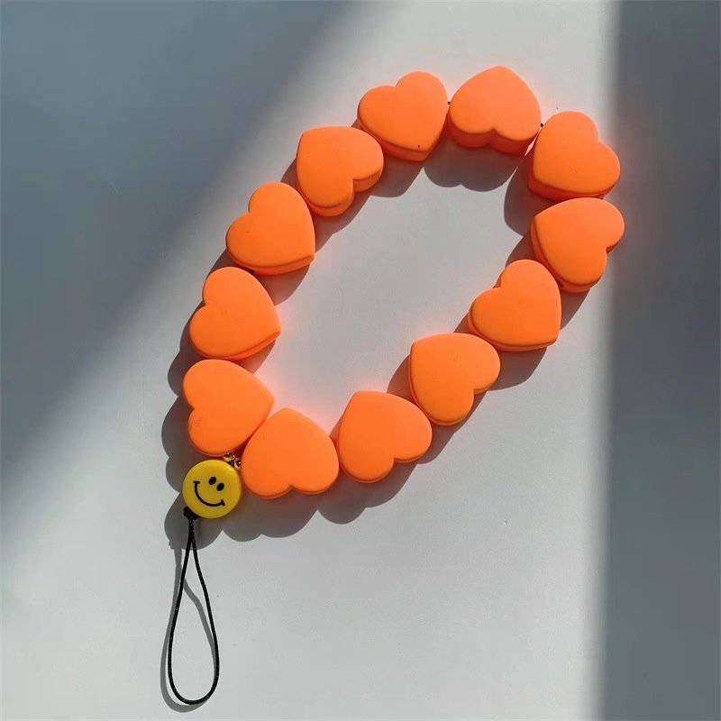 Fashion Ins Beaded Phone Bracelet Pendant Holder Strap Women Rose Red Love Big Heart Beads Mobile Phone Charm Cell Phone Strap