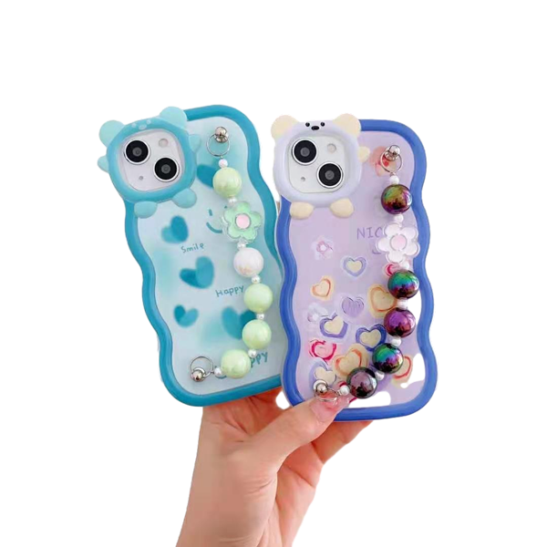Newest Multi Color Wrist Strap Design 2.0mm Thickness Flower Printing TPU Phone Cover Case For iPhone 15 15pro