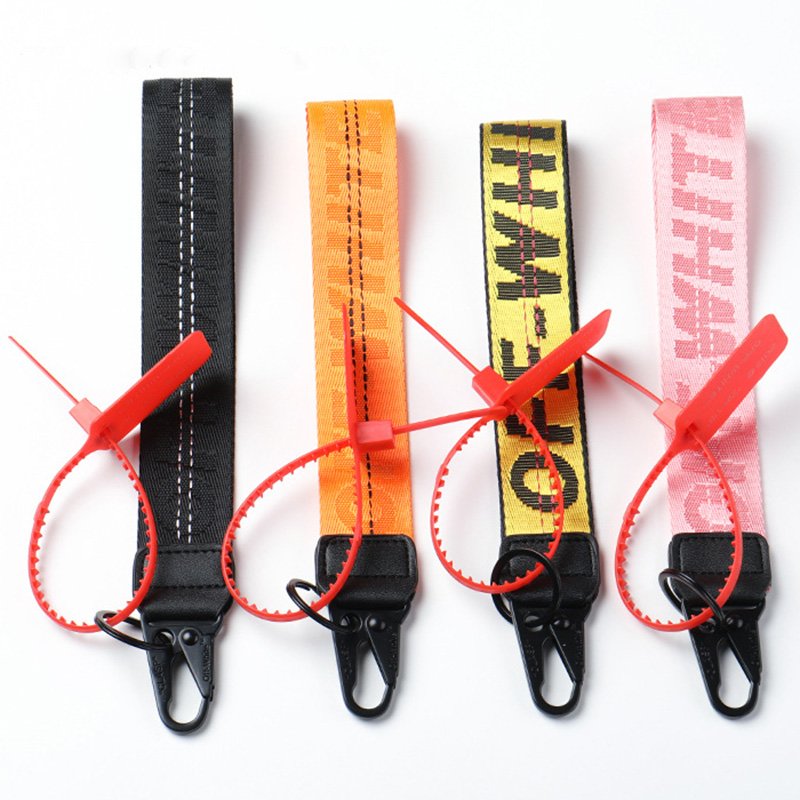 OFF Canvas Lanyard Colorful Keychain Wristlet High Quality Lanyards Strap Gift Designer Keychains Bag Cell Phone Accessories