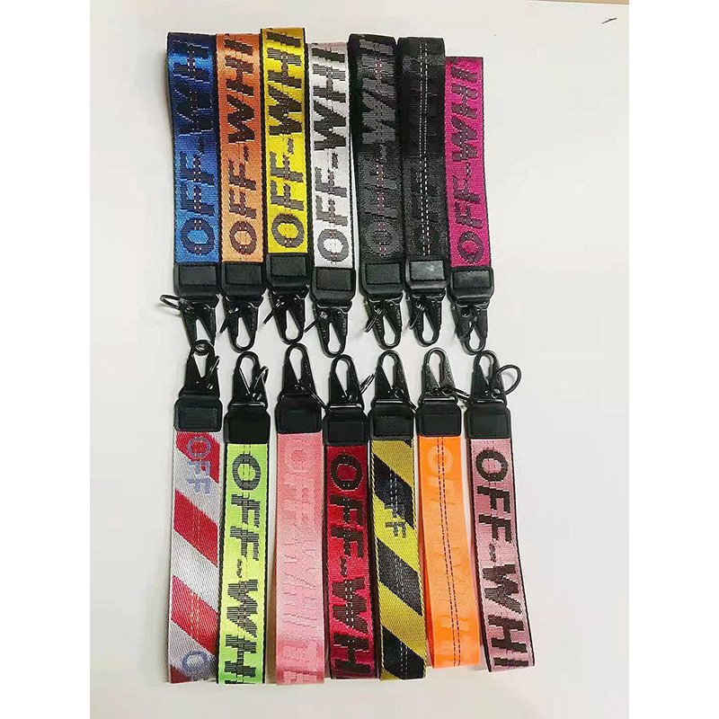 OFF Canvas Lanyard Colorful Keychain Wristlet High Quality Lanyards Strap Gift Designer Keychains Bag Cell Phone Accessories