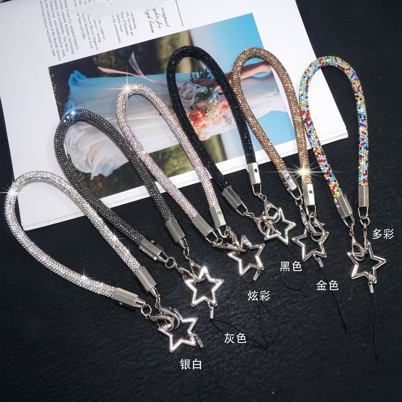 Star Phone Lanyard Luxury Full Diamond Handheld Hanging Chain Clip Style Pendant New Luxury Rhinestone Mobile Phone wrist Rope