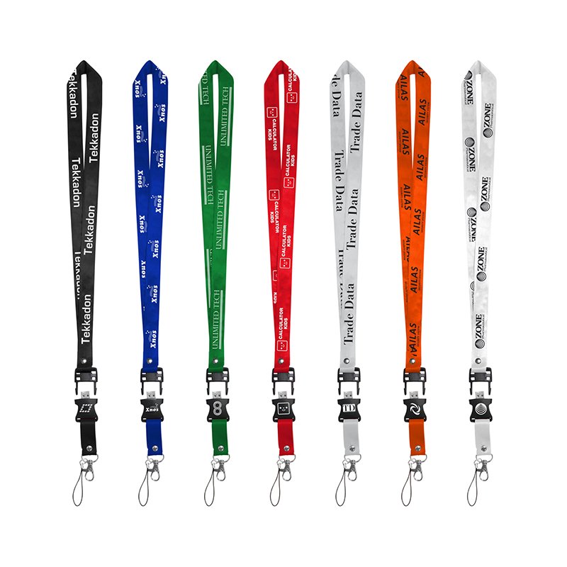 Factory Lanyard Memory Stick USB Promotional Business Gift Thermal Transfer Printed Memory Neck Straps Flash Drive USB Lanyard