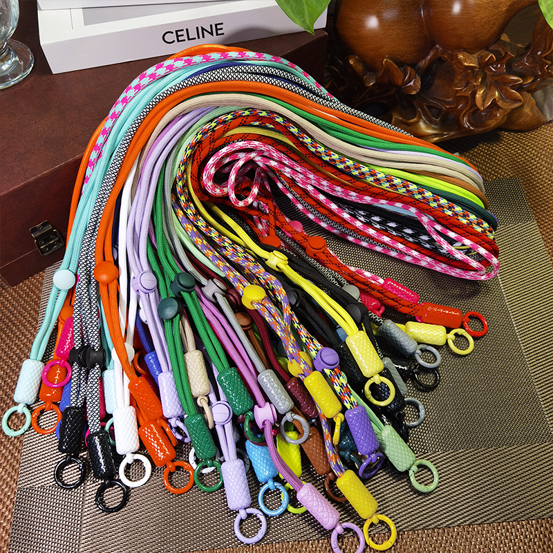 mobile phone lanyard with adjustable woven knotting strap. Mobile phone strap with adjustable strap mobile phone accessories