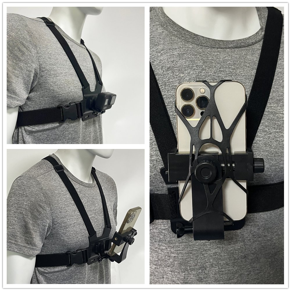 Factory Sale Cell Phone Clip Action Camera POV Mobile Phone Chest Mount Harness Strap Holder for Samsung iPhone Gopro