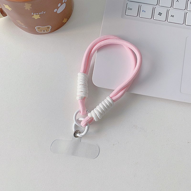 Creative Anti-Loss Rope Mobile Phone Case with Woven Camera Lanyard Key Ring and Knot Durable Polyester Material