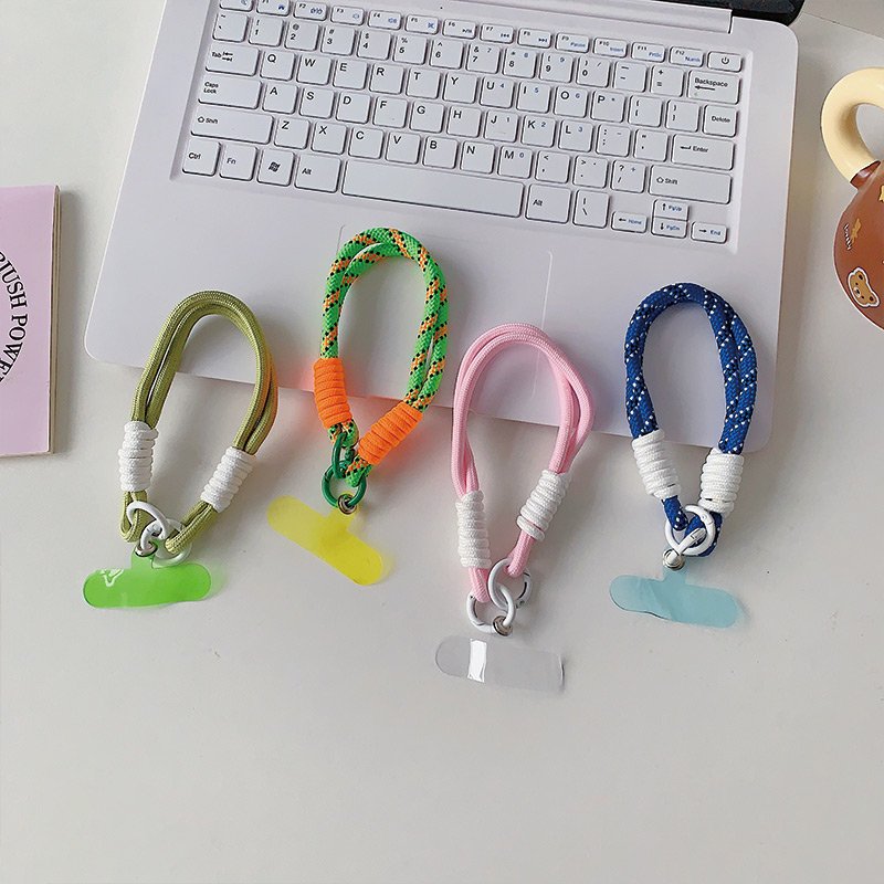 Creative Anti-Loss Rope Mobile Phone Case with Woven Camera Lanyard Key Ring and Knot Durable Polyester Material