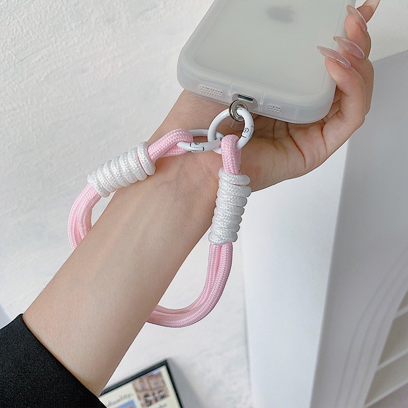 Creative Anti-Loss Rope Mobile Phone Case with Woven Camera Lanyard Key Ring and Knot Durable Polyester Material