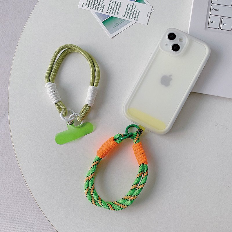 Creative Anti-Loss Rope Mobile Phone Case with Woven Camera Lanyard Key Ring and Knot Durable Polyester Material