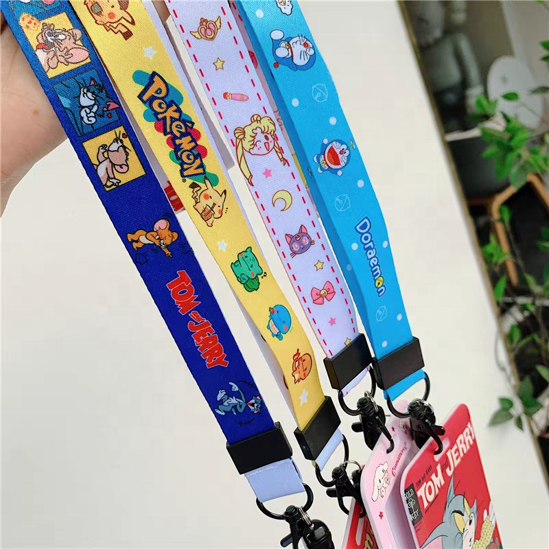 Wholesale mobile phone print strap design customization nylon cartoon strap keychain polyester strap customization