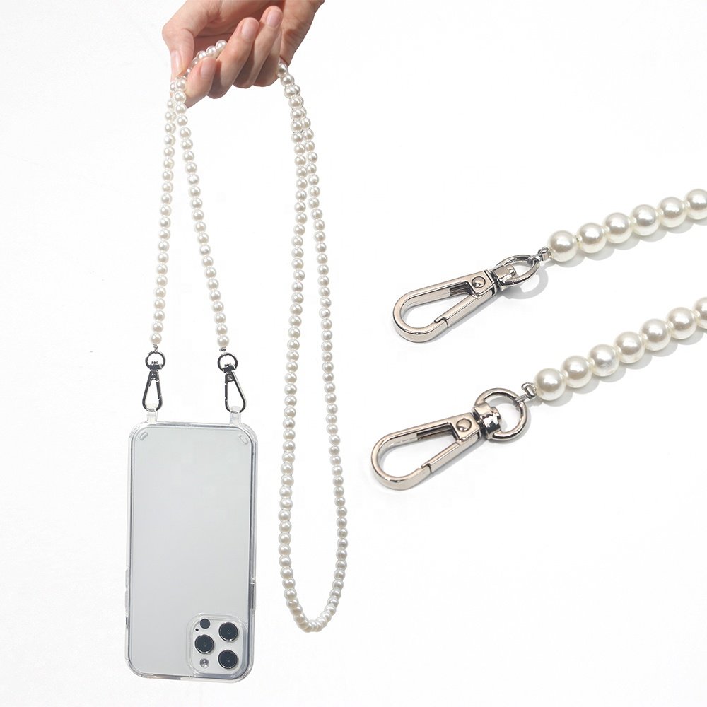 Phone Case ABS Faux Pearl Custom Beaded Phone Cross Body Wrist Designs Phone Case Strings Necklace Cord Strap