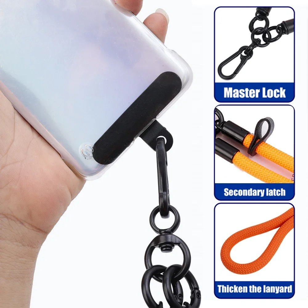 Universal Mobile Phone Lanyard with Card Tether Patches Adjustable Crossbody Cellphone Neck Straps for IPhone Samsung Xiaomi