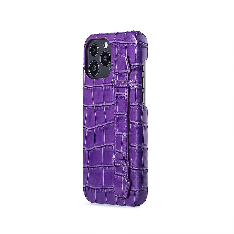 Handmade Luxury Genuine Crocodile Pattern Leather Phone Case With Strap For iPhone 14 15 Pro Max