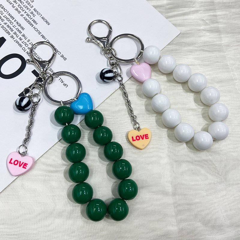 Korean Blogger Mone's Same Mobile Phone Pendant,Candy Colored Beaded Pendant Mobile Phone Strap Cute Girl Car Keychain
