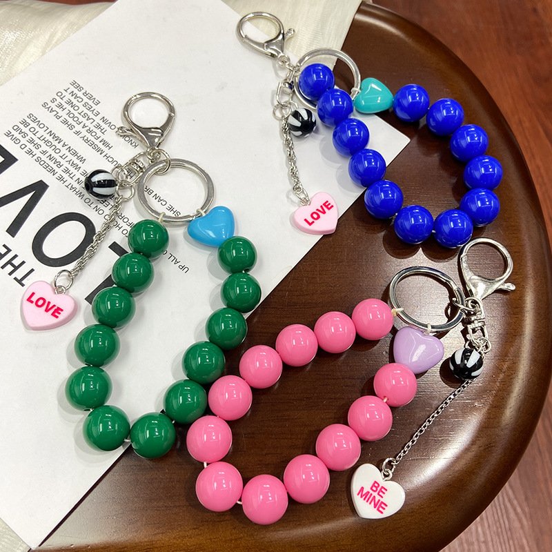 Korean Blogger Mone's Same Mobile Phone Pendant,Candy Colored Beaded Pendant Mobile Phone Strap Cute Girl Car Keychain