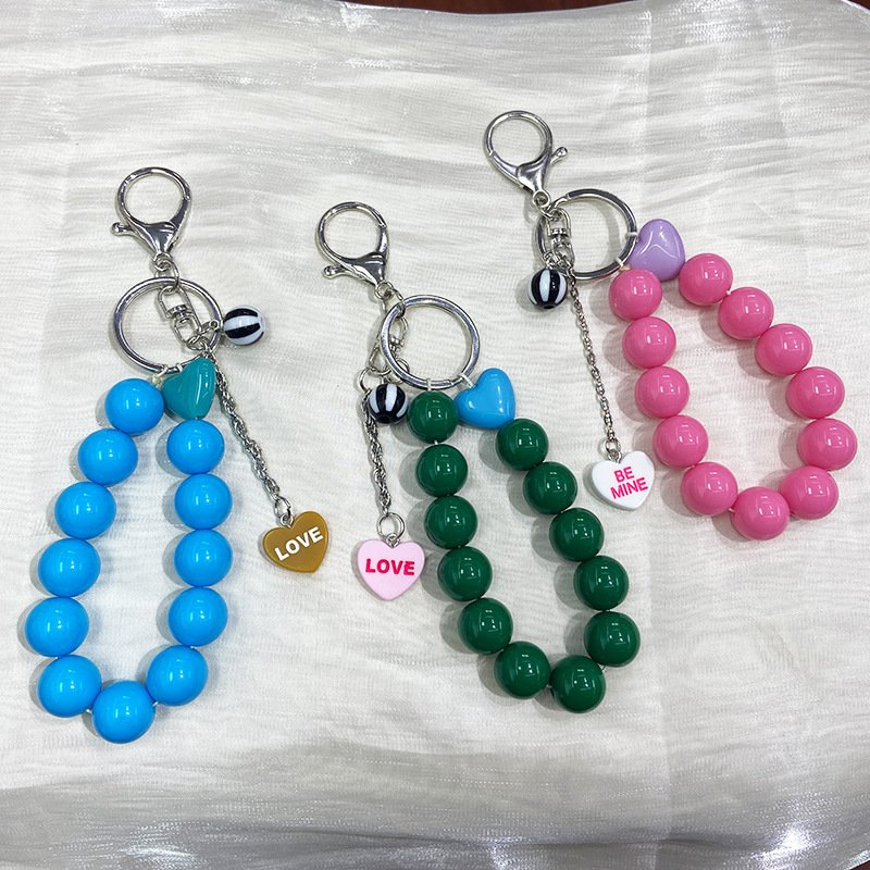 Korean Blogger Mone's Same Mobile Phone Pendant,Candy Colored Beaded Pendant Mobile Phone Strap Cute Girl Car Keychain