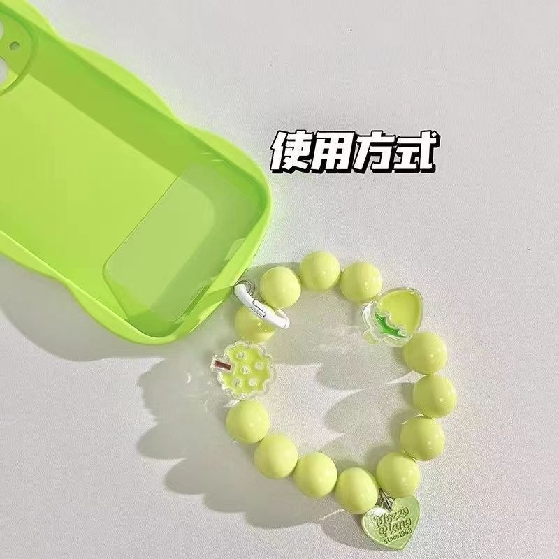 Popular Korean Version Mobile Phone Chain Girl Style Candy Colored Cartoon Beaded Love Phone Strap