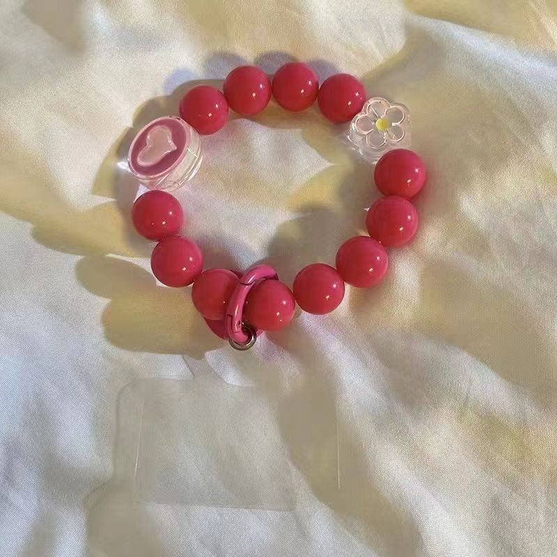 Popular Korean Version Mobile Phone Chain Girl Style Candy Colored Cartoon Beaded Love Phone Strap