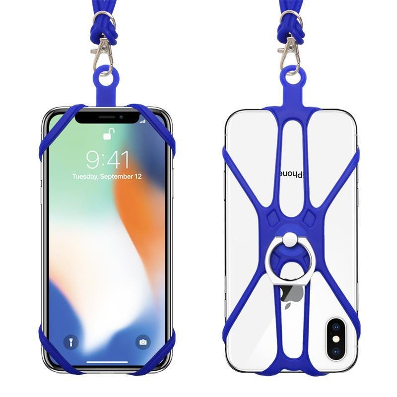 Universal Ring Holder Phone Silicone Hanging Rope Portable Anti Fall Mobile Phone Strap 2-in-1 Silicone Sleeve Neck Lanyard