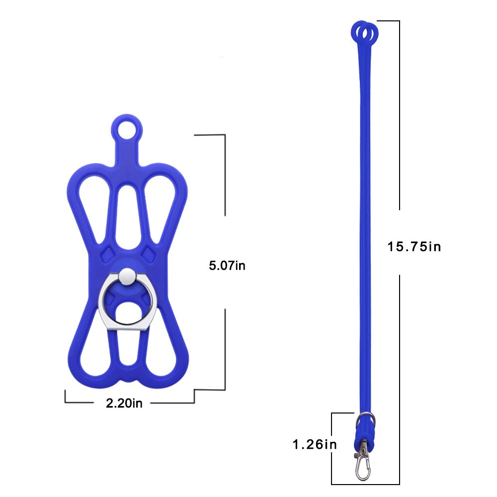 Universal Ring Holder Phone Silicone Hanging Rope Portable Anti Fall Mobile Phone Strap 2-in-1 Silicone Sleeve Neck Lanyard