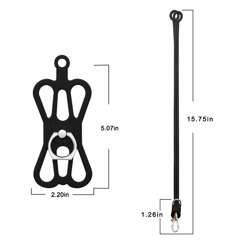 Universal Ring Holder Phone Silicone Hanging Rope Portable Anti Fall Mobile Phone Strap 2-in-1 Silicone Sleeve Neck Lanyard