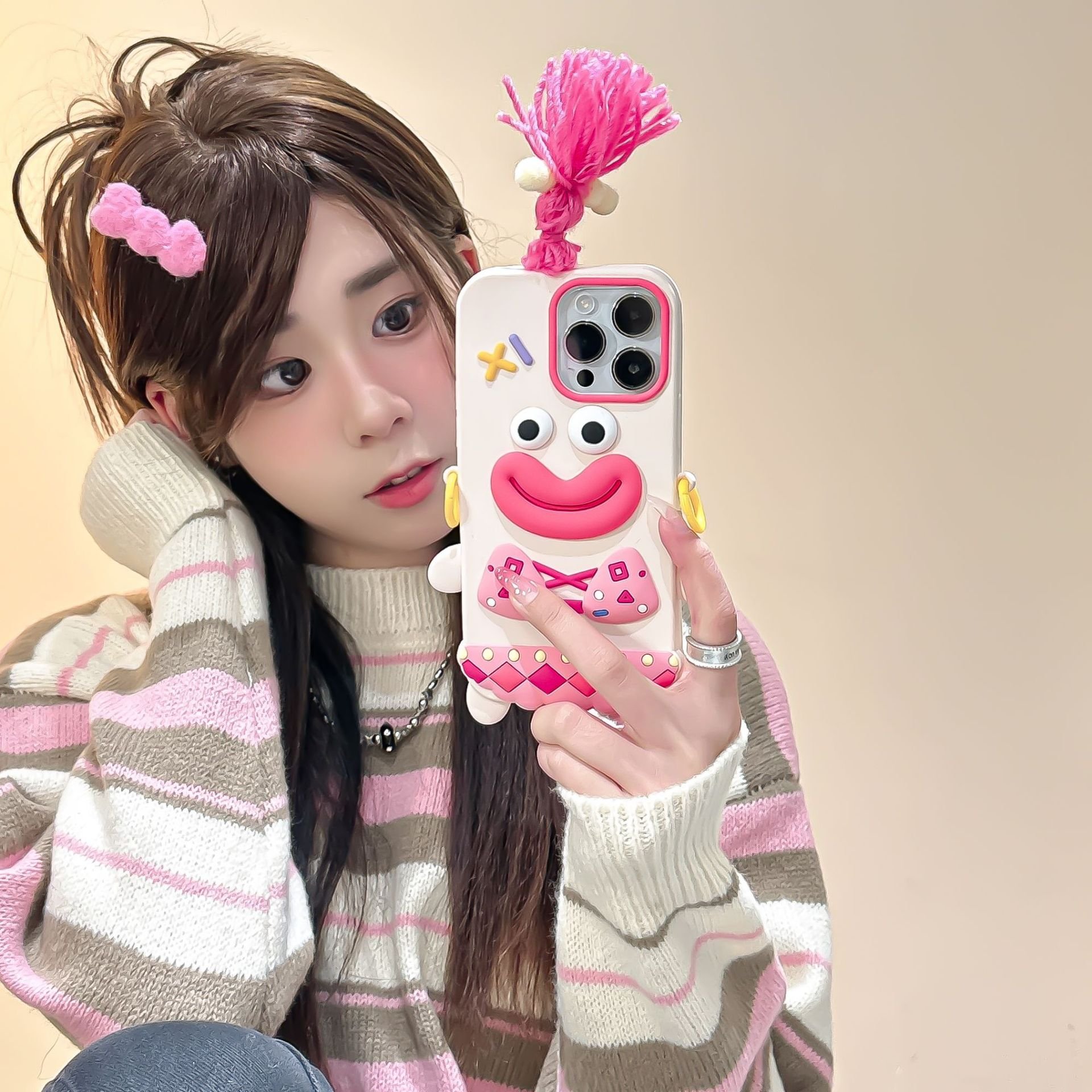 3D Sausage Mouth Girl Suitable For iPhone 14 Phone Case 15 Pro Max 12 11 Anti drop Silicone 13 Full Cover