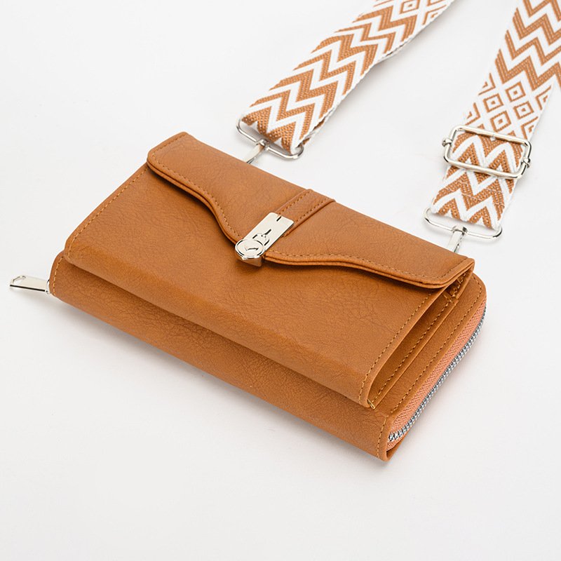 2024 Women's shoulder crossbody bag wide shoulder strap mobile phone Purse Pu Leather Small Handbag