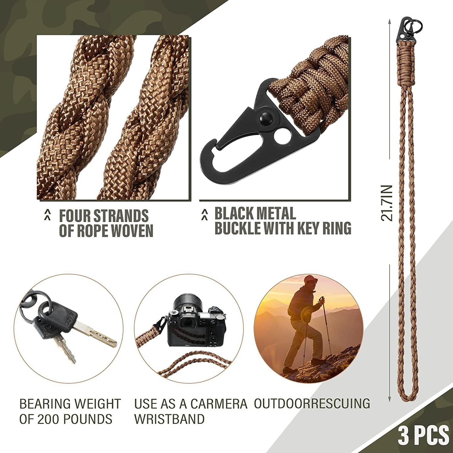 Heavy Key Straps for Adjust Phones Accessories Olecranon Lanyard for Knife Climbing Rope Keychain Neck Strap Cellular Pendant