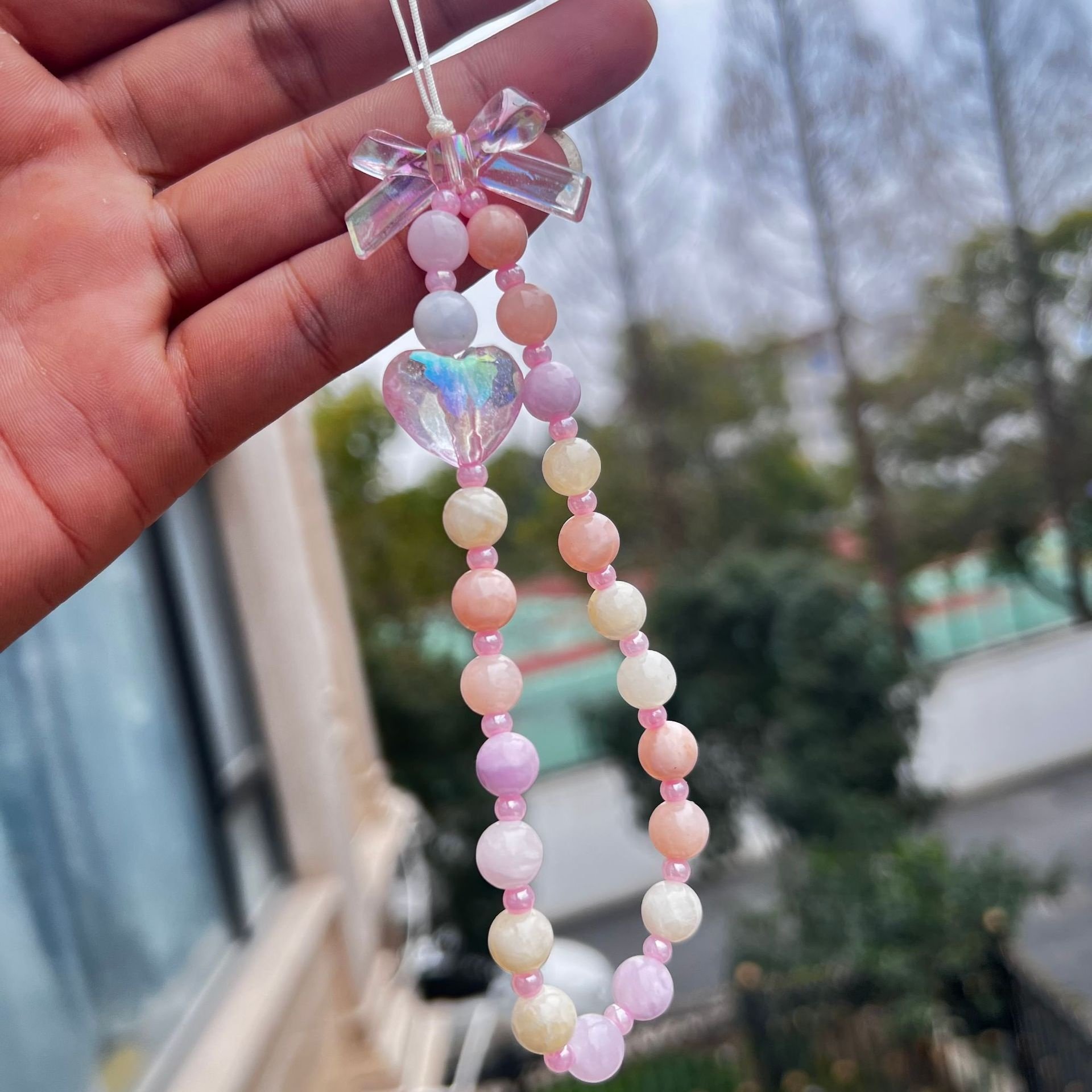 Handmade Cute Jelly Beaded Phone Charms Straps Lanyard for All Cellphone Women Mobile Accessories