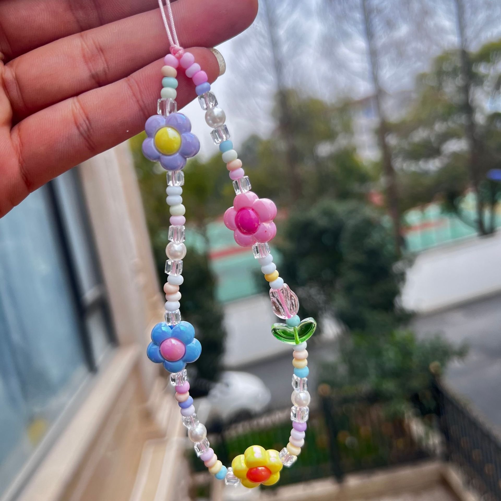 Handmade Cute Jelly Beaded Phone Charms Straps Lanyard for All Cellphone Women Mobile Accessories
