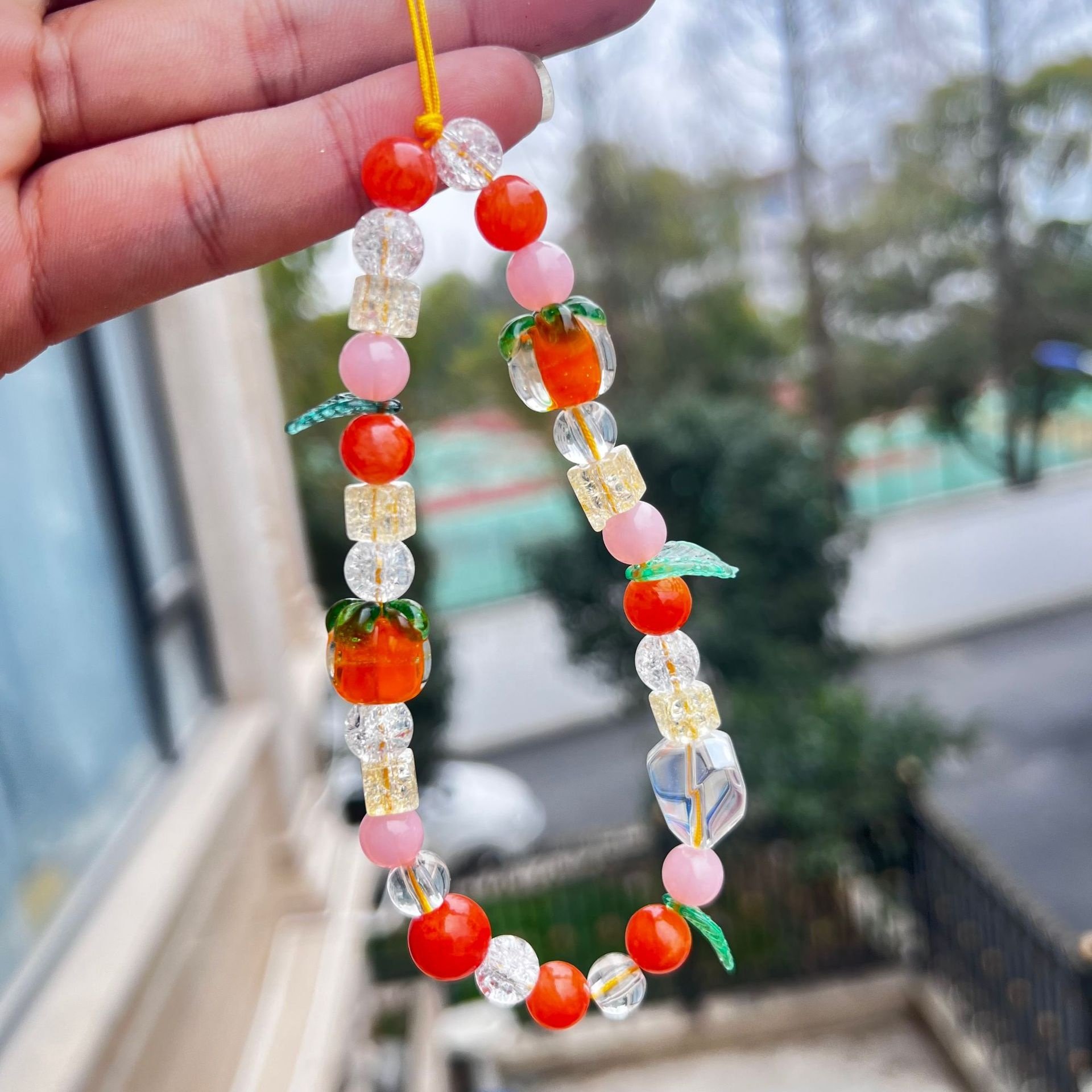 Handmade Cute Jelly Beaded Phone Charms Straps Lanyard for All Cellphone Women Mobile Accessories