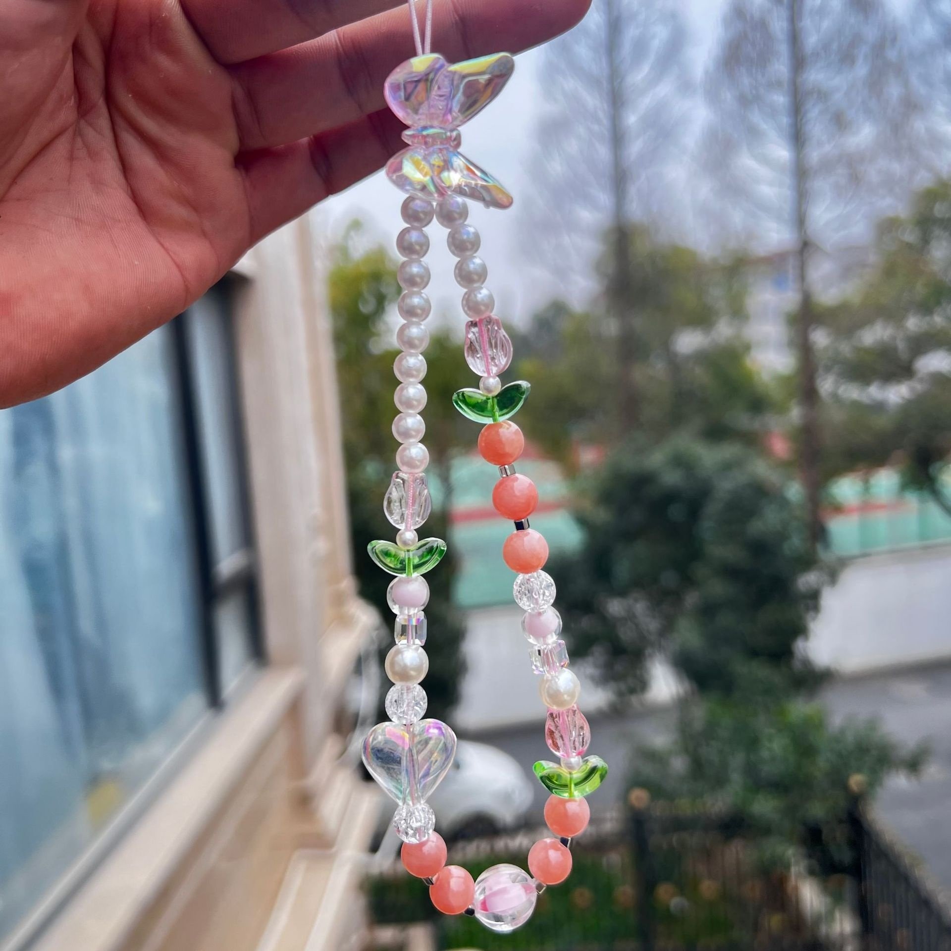 Handmade Cute Jelly Beaded Phone Charms Straps Lanyard for All Cellphone Women Mobile Accessories