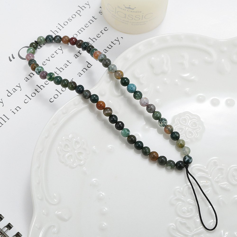2021 New fashion stone bead bracelets straps natural crystal healing phone chian for mobile phone accessories