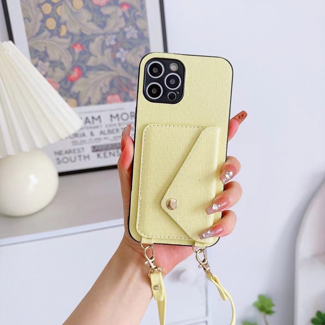 2024 Street Fashion Leather Mobile Phone Case With Shoulder Strap & Chain Wallet Card Holder For IPhone 16 15 14 13 Pro Max Plus