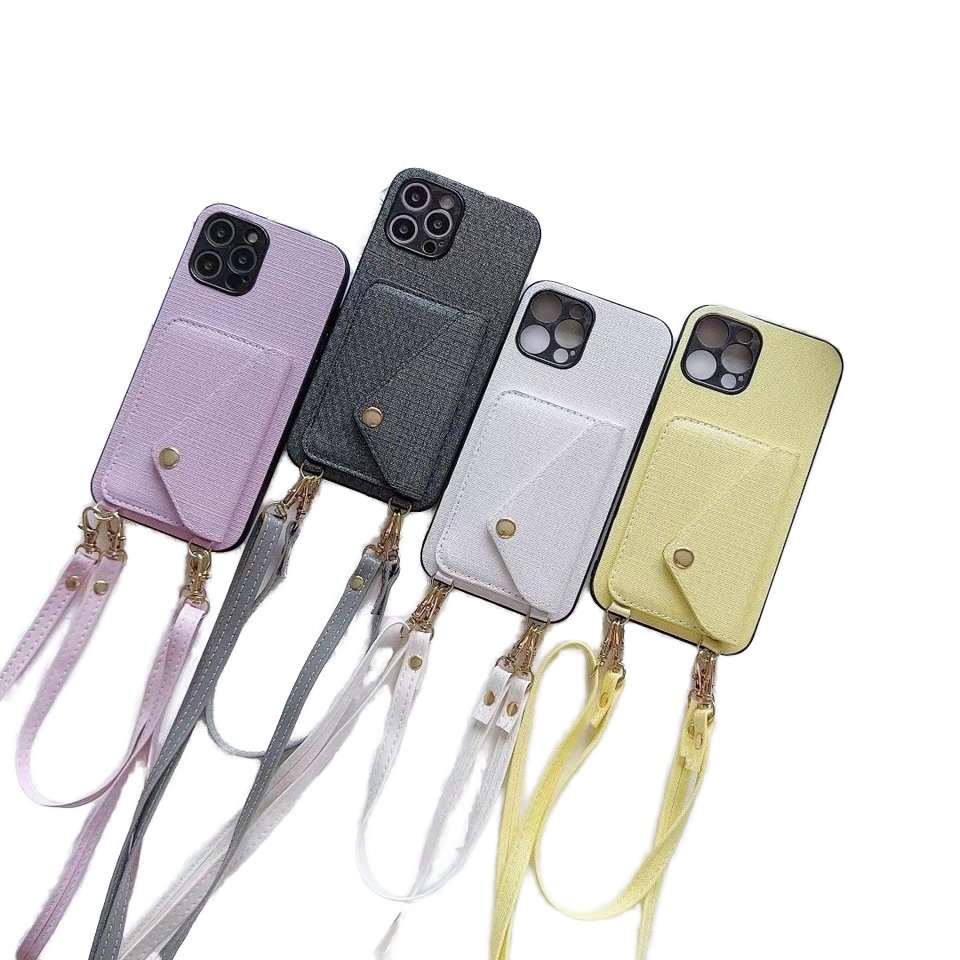 2024 Street Fashion Leather Mobile Phone Case With Shoulder Strap & Chain Wallet Card Holder For IPhone 16 15 14 13 Pro Max Plus