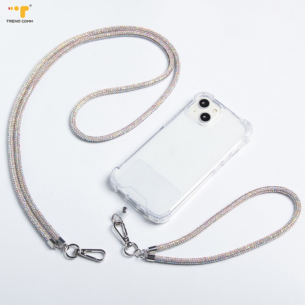 Universal 1.2m Mobile Phone Strap Adjustable Rope Beads Lanyard Detachable Crossbody Diamond Chain For Phone Case Phone Strap