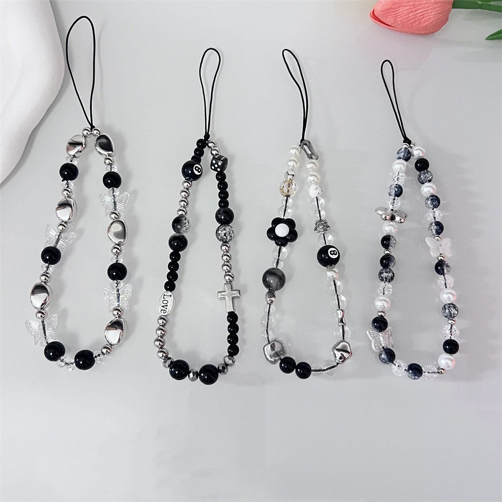 Fashion Beaded Acrylic Wrist Lanyard Mobile Phone Case Accessories Bracelet Trendy Phone Strap Charm Cell Phone Charms
