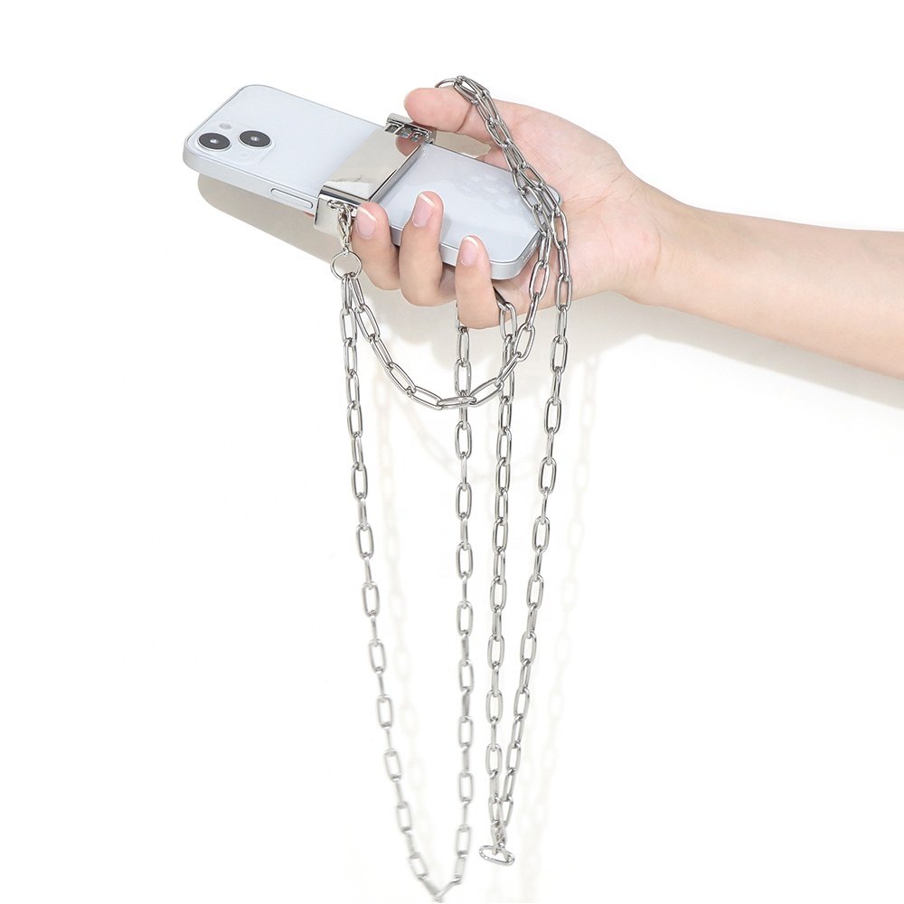 High Quality Silver Metal Stainless Stainless Cell Phone Holder Lanyard Neck Chain Mobile Phone Straps Crossbody