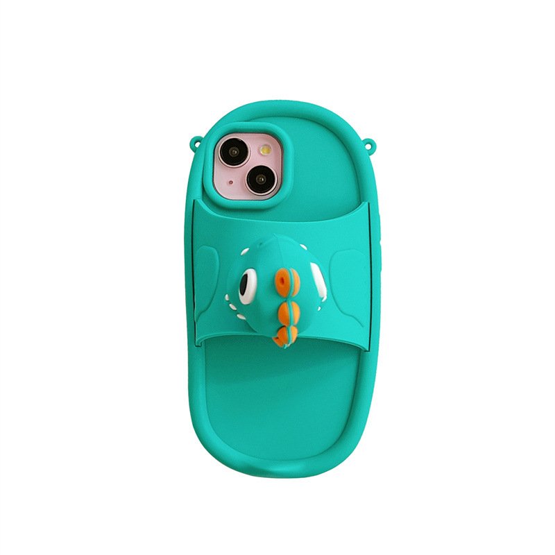 New Dinosaur Pattern For Iphone 12 15 Pro Max Mobile Cell Phone Cover Regular Cartoon Cute Soft 3d Silicone Slipper Phone Case