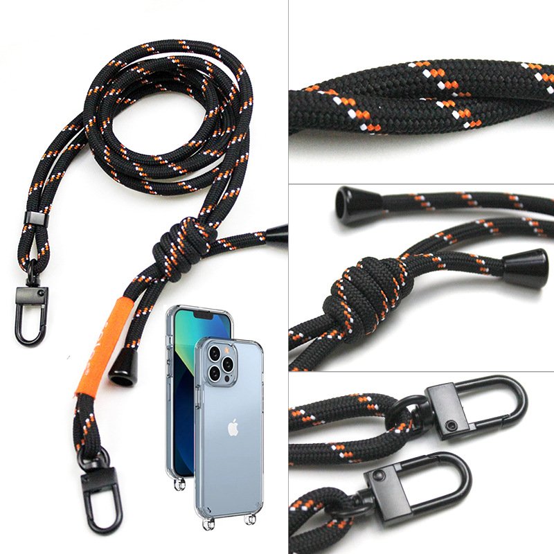 Custom 6mm mobile phone strap neck strap washable freely adjustable nylon crossbody phone strap wristband